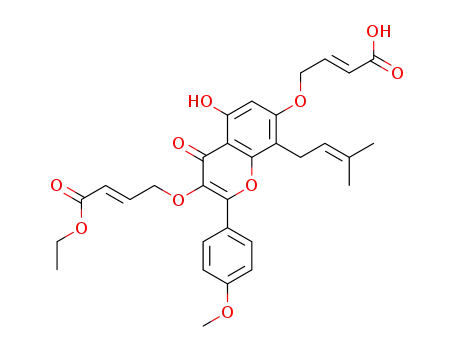 4,4'-[(5-hydroxy-2-(4-methoxyphenyl)-8-(3-methylbut-2-en-1-yl)-4-oxo-4H-chromen-3,7-diyl)bis(oxy)]dicrotonic acid ethyl ester