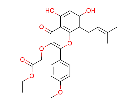 2-[(5,7-dihydroxy-2-(4-methoxyphenyl)-8-(3-methylbut-2-en-1-yl)-4-oxo-4H-chromen-3-yl)oxy]acetic acid ethyl ester
