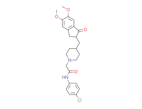 2-(4-((5,6-dimethoxy-1-oxo-2,3-dihydro-1H-inden-2-yl)methyl)piperidin-1-yl)-N-(p-chlorophenyl)acetamide