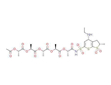 (2S)-1-{[(2S)-1-{[(2S)-1-[(1S)-1-({[(2S,4S)-4-(ethylamino)-2-methyl-1,1-dioxo-2H,3H,4H-1λ6-thieno[2,3-b]thiopyran-6-yl]sulfonyl}carbamoyl)ethoxy]-1-oxopropan-2-yl]oxy}-1-oxopropan-2-yl]oxy}-1-oxopropan-2-yl (2S)-2-(acetyloxy)propanoate