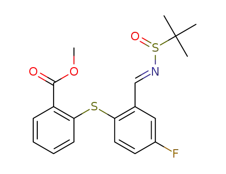 methyl 2-[2-[(E)-tert-butylsulfinyliminomethyl]-4-fluorophenyl]sulfanylbenzoate