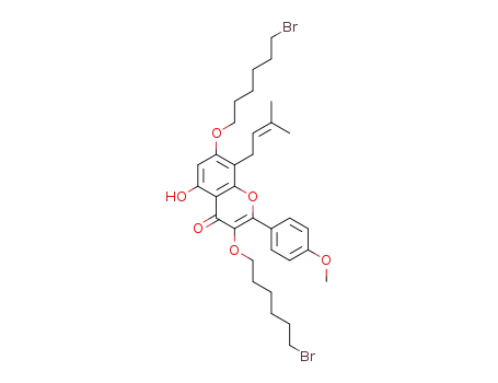 3,7-bis[(6-bromohexyl)oxy]-5-hydroxy-2-(4-methoxyphenyl)-8-(3-methylbut-2-en-1-yl)-4H-chromen-4-one