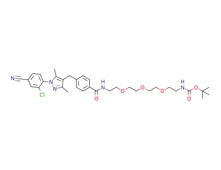 tert-butyl (13-(4-((1-(2-chloro-4-cyanophenyl)-3,5-dimethyl-1H-pyrazol-4-yl)methyl)phenyl)-13-oxo-3,6,9-trioxa-12-azatridec-1-yl)carbamate