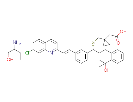 1-(((1-(R)-(3-(2-(7-chloro-2-quinolinyl)-ethenyl)phenyl)-3-(2-(1-hydroxy-1-methylethyl)phenyl)propyl)thio)methyl)cyclopropylacetate 2-amino-1-butanol