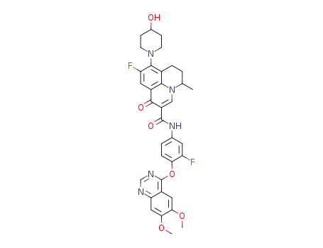 N-(4-((6,7-dimethoxyquinazolin-4-yl)oxy)-3-fluorophenyl)-9-fluoro-8-(4-hydroxypiperidin-1-yl)-5-methyl-1-oxo-1,5,6,7-tetrahydropyrido[3,2,1-ij]quinoline-2-carboxamide