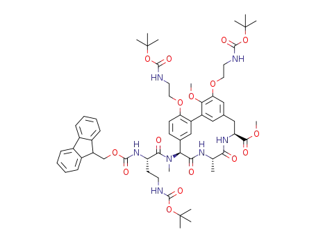 methyl (4S,7S,10S)-10-((S)-2-((((9H-fluoren-9-yl)methoxy)carbonyl)amino)-4-((tert-butoxycarbonyl)amino)-N-methylbutanamido)-16,25-bis(2-((tert-butoxycarbonyl)amino)ethoxy)-26-methoxy-7-methyl-6,9-dioxo-5,8-diaza-1,2(1,3)-dibenzenacyclodecaphane-4-carboxylate