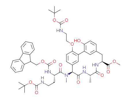 methyl (4S,7S,10S)-10-((S)-2-((((9H-fluoren-9-yl)methoxy)carbonyl)amino)-4-((tert-butoxycarbonyl)amino)-N-methylbutanamido)-16-(2-((tert-butoxycarbonyl)amino)ethoxy)-26-hydroxy-7-methyl-6,9-dioxo-5,8-diaza-1,2(1,3)-dibenzenacyclodecaphane-4-carboxylate