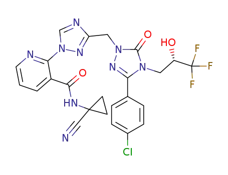 2-[3-({3-(4-chlorophenyl)-5-oxo-4-[(2S)-3,3,3-trifluoro-2-hydroxypropyl]-4,5-dihydro-1H-1,2,4-triazol-1-yl}methyl)-1H-1,2,4-triazol-1-yl]-N-(1-cyanocyclopropyl)pyridine-3-carboxamide
