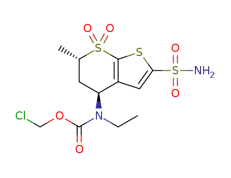 chloromethyl ethyl[(4S,6S)-6-methyl-7,7-dioxo-2-sulfamoyl-4,5,6,7-tetrahydro-7λ6-thieno[2,3-b]thiopyran-4-yl]carbamate