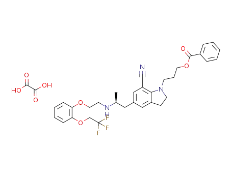 1-[3-(benzoyloxy)propyl]-2,3-dihydro-5-[(2S)-2-[[2-[2-(2,2,2-trifluoroethoxy)phenoxy]ethyl]amino]propyl]-1H-indole-7-carbonitrile oxalate