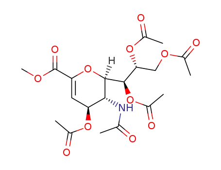 Molecular Structure of 73960-72-2 (Methyl5-acetamido-4,7,8,9-tetra-O-acetyl-2,6-anhydro-3,5-dideoxy-D-glycero-D-galacto-non-2-enonate)