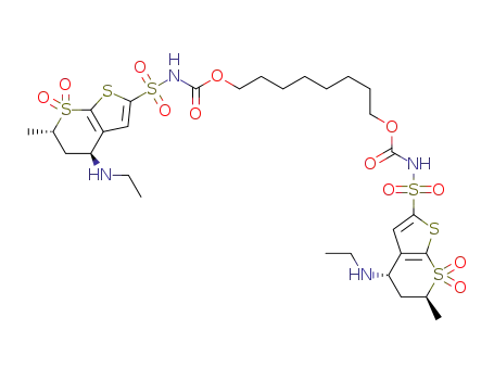 8-(((((4S,6S)-4-(ethylamino)-6-methyl-7,7-dioxido-5,6-dihydro-4H-thieno[2,3-b]thiopyran-2-yl)sulfonyl)carbamoyl)oxy)octyl (((4S,6S)-4-(ethylamino)-6-methyl-7,7-dioxido-5,6-dihydro-4H-thieno[2,3-b]thiopyran-2-yl)sulfonyl)carbamate