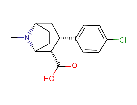 Molecular Structure of 140633-58-5 (8-Azabicyclo[3.2.1]octane-2-carboxylic acid,
3-(4-chlorophenyl)-8-methyl-, (1R,2S,3S,5S)-)