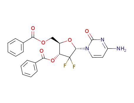 Molecular Structure of 134790-40-2 (4-Amino-1-3,5-di-O-benzoyl-2-deoxy-2,2-difluoro-a-D-erythro-pentofuranosyl)-2(1H)-pyrimidinone)