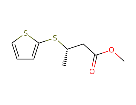 Molecular Structure of 133359-79-2 (Butanoic acid, 3-(2-thienylthio)-, methyl ester, (S)-)