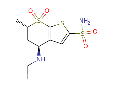 120279-96-1,Dorzolamide,Dorzolamide HCl;4H-Thieno[2,3-b]thiopyran-2-sulfonamide,4-(ethylamino)-5,6-dihydro-6-methyl-, 7,7-dioxide, (4S-trans)-;4S,6S-Dorzolamide;