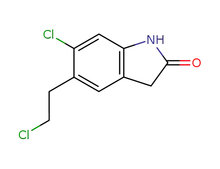 Molecular Structure of 118289-55-7 (5-Chloroethyl-6-chloro-1,3-dihydro-2H-indole-2-one)