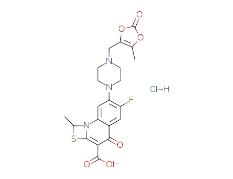 6-fluoro-1-methyl-7-<4-<(5-methyl-2-oxo-1,3-dioxol-4-yl)methyl>-1-piperazinyl>-4-oxo-4H-<1,3>thiazeto<3,2-a>quinoline-3-carboxylic acid hydrochloride