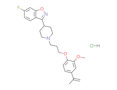 6-fluoro-3-<1-<3-<2-methoxy-4-(1-methylethenyl)phenoxy>propyl>-4-piperidinyl>-1,2-benzisoxazole hydrochloride