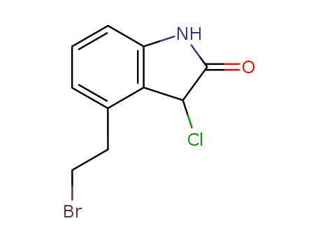 Molecular Structure of 120427-95-4 (4-(2'-BROMOETHYL)-3-CHLORO-1,3-DIHYDRO-2H-INDOLE-2-ONE)