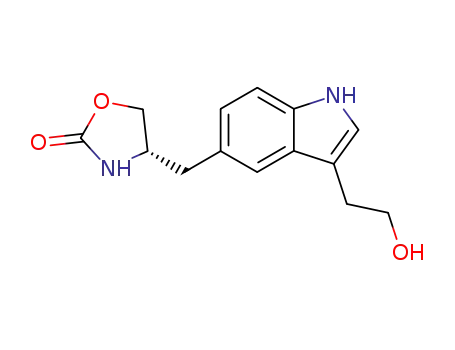 Molecular Structure of 179636-99-8 (2-Oxazolidinone, 4-[[3-(2-hydroxyethyl)-1H-indol-5-yl]methyl]-, (S)-)