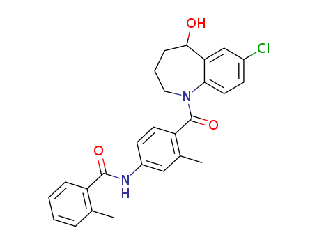 150683-30-0,Tolvaptan,7-Chloro-5-hydroxy-1-(2-methyl-4-(2-methylbenzoylamino)benzoyl)2,3,4,5-tetrahydro-1H-1-benzazepine;Benzamide, N-(4-((7-chloro-2,3,4,5-tetrahydro-5-hydroxy-1H-1-benzazepin-1-yl)carbonyl)-3-methylphenyl)-2-methyl-;N-[4-[(5R)-7-Chloro-5-hydroxy-2,3,4,5-tetrahydro-1-benzazepine-1-carbonyl]-3-methylphenyl]-2-methylbenzamide;