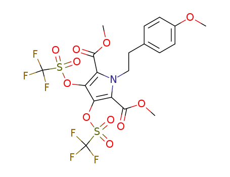 Molecular Structure of 570402-53-8 (1H-Pyrrole-2,5-dicarboxylic acid,
1-[2-(4-methoxyphenyl)ethyl]-3,4-bis[[(trifluoromethyl)sulfonyl]oxy]-,
dimethyl ester)