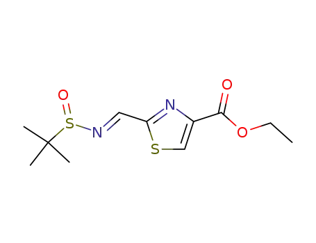 2-{[(E)-2-Methyl-propane-2-sulfinylimino]-methyl}-thiazole-4-carboxylic acid ethyl ester