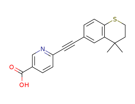 118292-41-4,AGN 190299,3-Pyridinecarboxylicacid, 6-[(3,4-dihydro-4,4-dimethyl-2H-1-benzothiopyran-6-yl)ethynyl]- (9CI);2H-1-Benzothiopyran, 3-pyridinecarboxylic acid deriv.;AGN 190299;Tazarotenicacid;