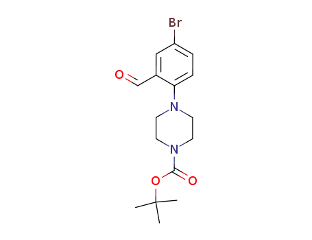 Molecular Structure of 628326-05-6 (4-(4-Bromo-2-formyl-phenyl)-piperazine-1-carboxylic acid tert-butyl ester)