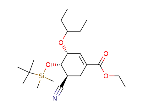 (3R,4S,5S)-4-(tert-Butyl-dimethyl-silanyloxy)-5-cyano-3-(1-ethyl-propoxy)-cyclohex-1-enecarboxylic acid ethyl ester