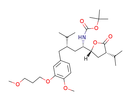 tert-butyl (1S,3S)-1-((2R,4S)-4-isopropyl-5-oxotetrahydrofuran-2-yl)-3-(4-methoxy-3-(3-methoxypropoxy)benzyl)-4-methylpentylcarbamate