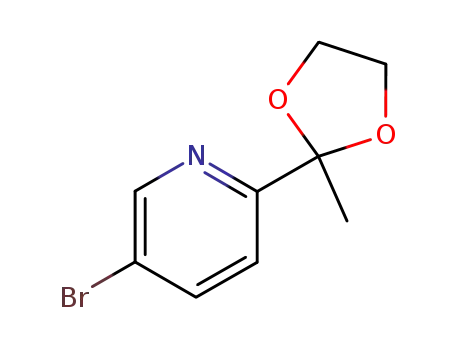 Molecular Structure of 214701-33-4 (5-BROMO-2-(2-METHYL-1,3-DIOXOLAN-2-YL)PYRIDINE)