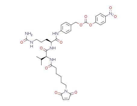 Molecular Structure of 159857-81-5 (L-Ornithinamide, N-[6-(2,5-dihydro-2,5-dioxo-1H-pyrrol-1-yl)-1-oxohexyl]-L-valyl-N5-(aminocarbonyl)-N-[4-[[[(4-nitrophenoxy)carbonyl]oxy]methyl]phenyl]-)