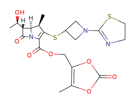 3-[1-(4,5-dihydro-thiazol-2-yl)-azetidin-3-ylsulfanyl]-6-(1-hydroxy-ethyl)-4-methyl-7-oxo-1-aza-bicyclo[3.2.0]hept-2-ene-2-carboxylic acid 5-methyl-2-oxo-[1,3]dioxol-4-ylmethyl ester