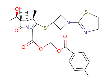 3-[1-(4,5-dihydro-thiazol-2-yl)-azetidin-3-ylsulfanyl]-6-(1-hydroxy-ethyl)-4-methyl-7-oxo-1-aza-bicyclo[3.2.0]hept-2-ene-2-carboxylic acid 4-methyl-benzoyloxymethyl ester