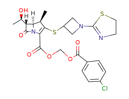 3-[1-(4,5-dihydro-thiazol-2-yl)-azetidin-3-ylsulfanyl]-6-(1-hydroxy-ethyl)-4-methyl-7-oxo-1-aza-bicyclo[3.2.0]hept-2-ene-2-carboxylic acid 4-chloro-benzoyloxymethyl ester