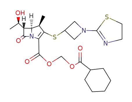 3-[1-(4,5-dihydro-thiazol-2-yl)-azetidin-3-ylsulfanyl]-6-(1-hydroxy-ethyl)-4-methyl-7-oxo-1-aza-bicyclo[3.2.0]hept-2-ene-2-carboxylic acid cyclohexanecarbonyloxymethyl ester