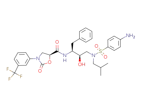 2-oxo-3-(3-trifluoromethyl-phenyl)-oxazolidine-5-carboxylic acid {3-[(4-amino-benzenesulfonyl)-isobutyl-amino]-1-benzyl-2-hydroxy-propyl}-amide