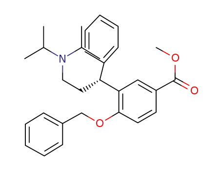 Molecular Structure of 156755-35-0 (3-[(1R)-3-[Bis(1-methylethyl)amino]-1-phenylpropyl]-4-(phenylmethoxy)benzoic acid methyl ester)