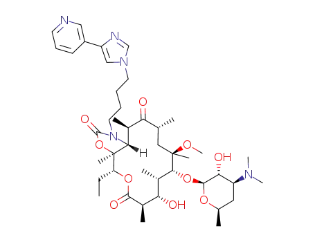 2'-hydroxy-11-amino-11-N-[4-[4-(3-pyridyl)imidazol-1-yl]butyl]-11-deoxy-5-O-desosaminyl-6-O-methylerythronolide A 11,12-cyclic carbamate