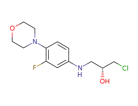 Molecular Structure of 868405-66-7 (2-Propanol, 1-chloro-3-[[3-fluoro-4-(4-morpholinyl)phenyl]amino]-, (2R)-)
