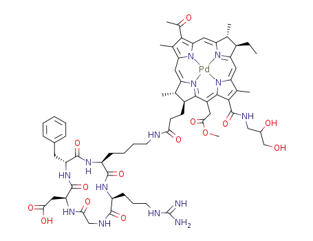 palladium 31-oxo-15-methoxycarbonylmethyl-rhodobacteriochlorin 131-(2,3-dihydroxypropyl)amide-173-(cycloRGDfK)amide