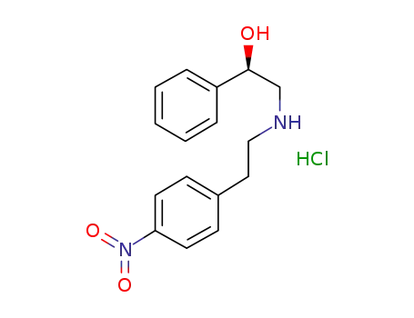 Molecular Structure of 521284-21-9 ((R)-2-((4-Nitrophenethyl)amino)-1-phenylethanol hydrochloride)