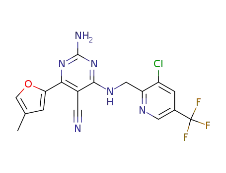 2-Amino-4-[(3-chloro-5-trifluoromethyl-pyridin-2-yl-methyl)-amino]-6-(4-methyl-furan-2-yl)-pyrimidine-5-carbonitrile