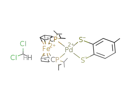 [1,1'-bis(diisopropylphosphino)ferrocene]palladium(II) 3,4-toluenedithiolate * CH2Cl2