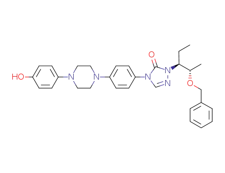 Molecular Structure of 184177-83-1 (2-[(1S,2S)-1-ethyl-2-bezyloxypropyl]-2,4-dihydro-4-[4-[4-(4-hydroxyphenyl)-1-piperazinyl]phenyl]- 3H-1,2,4-Triazol-3-one,)