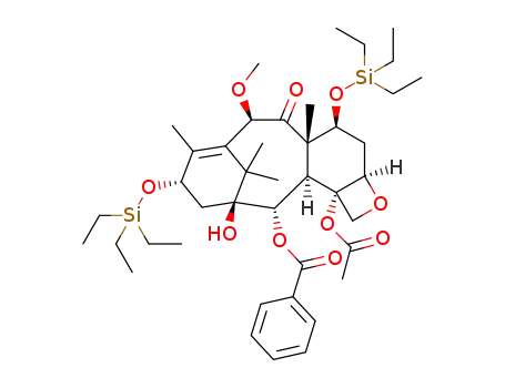 Molecular Structure of 183133-98-4 (7,11-Methano-5H-cyclodeca[3,4]benz[1,2-b]oxet-5-one, 12b-(acetyloxy)-12-(benzoyloxy)-1,2a,3,4,4a,6,9,10,11,12,12a,12b-dod ecahydro-11-hydroxy-6-methoxy-4a,8,13,13-tetramethyl-4,9-bis[(triethyl silyl)oxy]-, [2aR-(2aa,4b,4ab,6b,9a,11a,12a,12aa,12ba)]-)