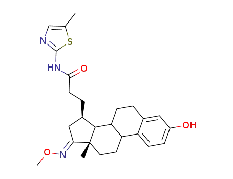 3-{(13S,15R)-3-hydroxy-17-[(E)-methoxyimino]-13-methyl-7,8,9,11,12,13,14,15,16,17-decahydro-6H-cyclopenta[a]phenanthren-15-yl}-N-(5-methylthiazol-2-yl)propanamide