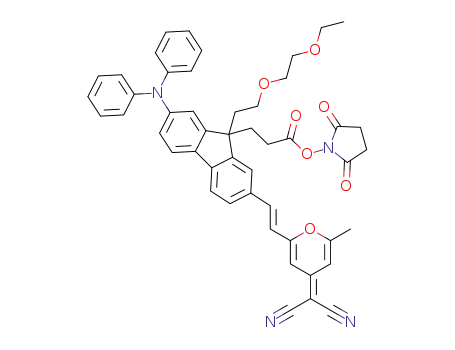 2,5-dioxopyrrolidin-1-yl (E)-3-(2-(2-(4-(dicyanomethylene)-6-methyl-4H-pyran-2-yl)vinyl)-7-(diphenylamino)-9-(2-(2-ethoxyethoxy)ethyl)-9H-fluoren-9-yl)propanoate